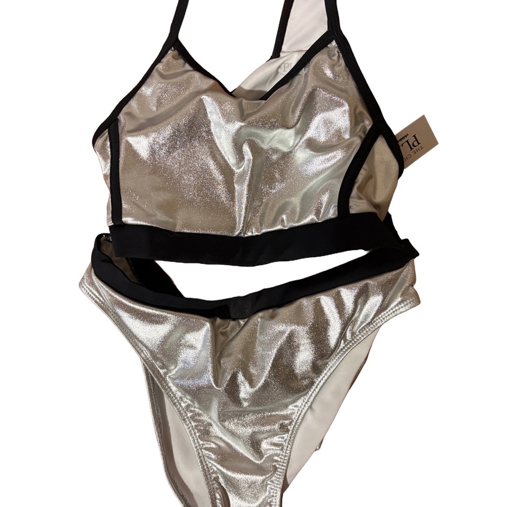 NWT Beautiful silver and black bikini